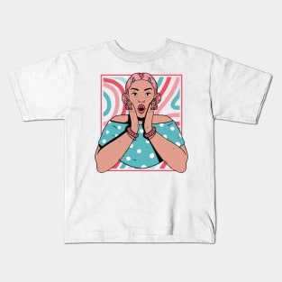 Chisme Queen Pop Art Portrait of Young Woman P Kids T-Shirt